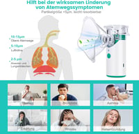 HITHINKMED Tölthető Ultrahangos Inhalátor - Felnőtt és Gyermek Porlasztó Készülék, Két Maszkkal és Szájrésszel, Zöld 4