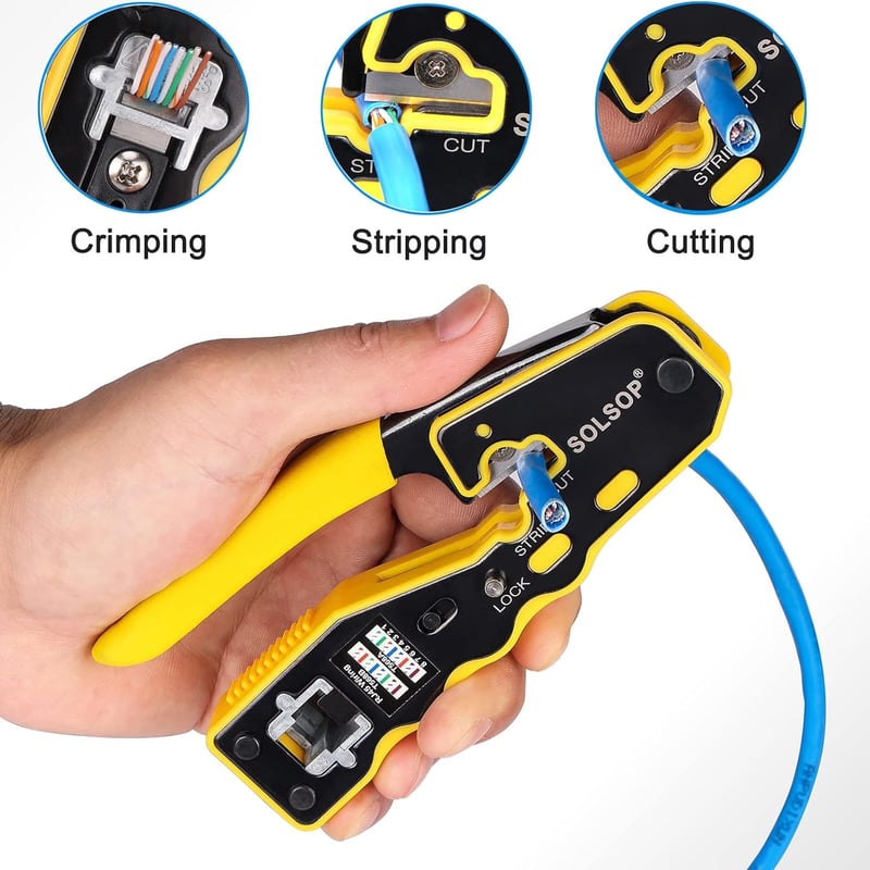 CAT5/6 RJ45 krimpelő fogó készlet 50db átmenő csatlakozóval