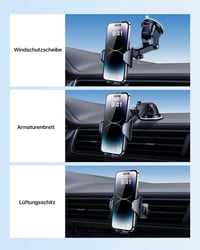 andobil 3 az 1-ben Univerzális Autós Telefontartó - 360° Forgatható, Szélvédőre és Szellőzőrácsra, iPhone Samsung Huawei Készülékekhez 2
