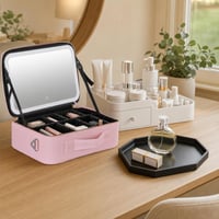 Set za organizaciju šminke: LED torbica + organizator s pregradama + crni pladanj 1