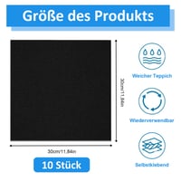 Samolepiace kobercové štvorce CAAGGMM, 10 ks, 30x30 cm, umývateľné kobercové dlaždice, čierne, do domácnosti a kancelárie 2