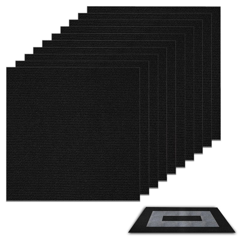 Samolepiace kobercové štvorce CAAGGMM, 10 ks, 30x30 cm, umývateľné kobercové dlaždice, čierne, do domácnosti a kancelárie