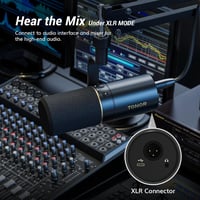 TONOR USB/XLR Dinamikus Mikrofon PC-hez Mikrofonállvánnyal - Némító Gombos Gaming Mikrofon PS4/PS5 Kompatibilis Podcast, Streaming és Stúdió 6