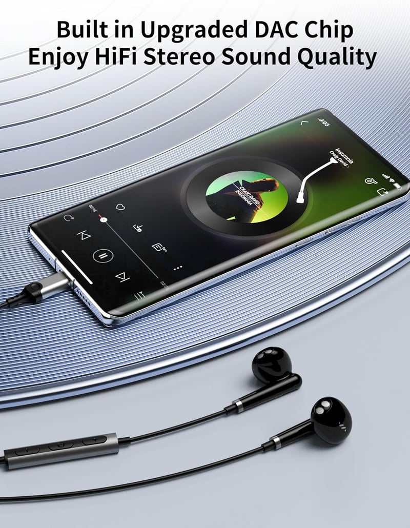 USB-C fülhallgató mikrofonnal iPhone, Samsung, Xiaomi és más okostelefonokhoz - HiFi sztereó