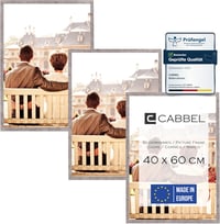 CABBEL 40 x 60 cm Szürke (Beton) MDF Képkeret Szett - 3 db Törhetetlen Plexi Üveggel, Modern Fotókhoz, Képekhez, Falra Akasztható 1
