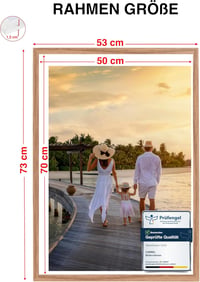 CABBEL 50 x 70 cm-es Tölgyfa Képkeret Szett - 2 db MDF Fa Poszterkerettel, Akrilüveggel, Falra Akasztható Fotókeret Puzzle, Poszter, Dokumen 3