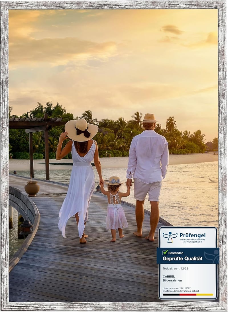 CABBEL Képkeret 2 db 50x70 cm - Nyírfa Keret Akril Üveggel - Dokumentum, Poszter, Puzzle Tartó - Falra Akasztható