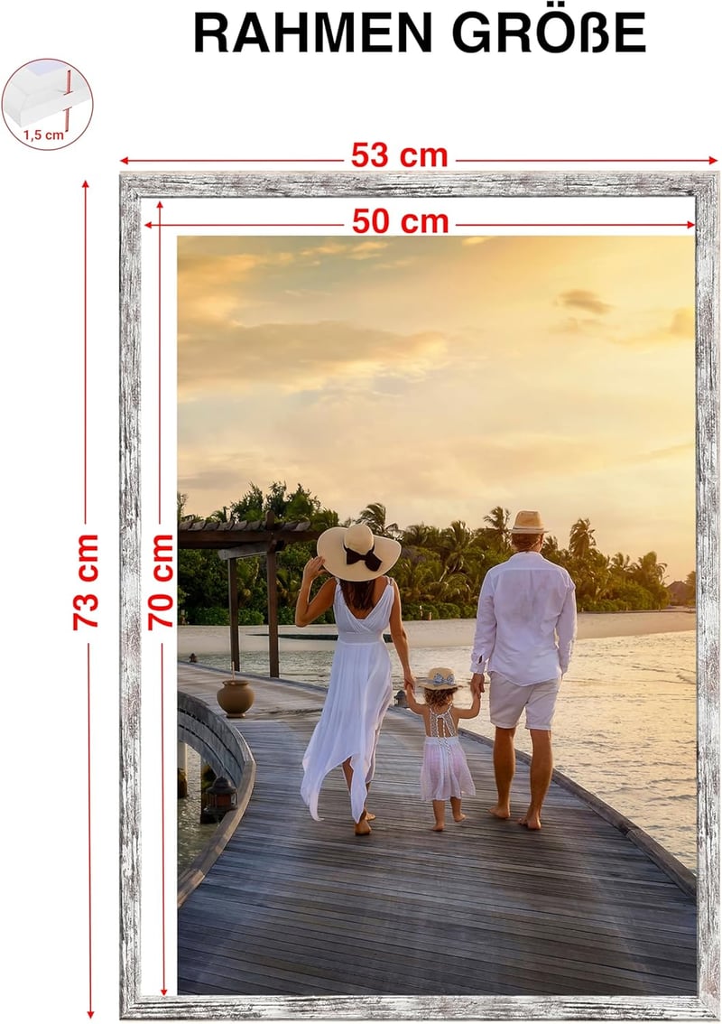 CABBEL Képkeret 2 db 50x70 cm - Nyírfa Keret Akril Üveggel - Dokumentum, Poszter, Puzzle Tartó - Falra Akasztható