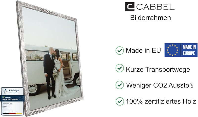 CABBEL Képkeret 2 db 50x70 cm - Nyírfa Keret Akril Üveggel - Dokumentum, Poszter, Puzzle Tartó - Falra Akasztható