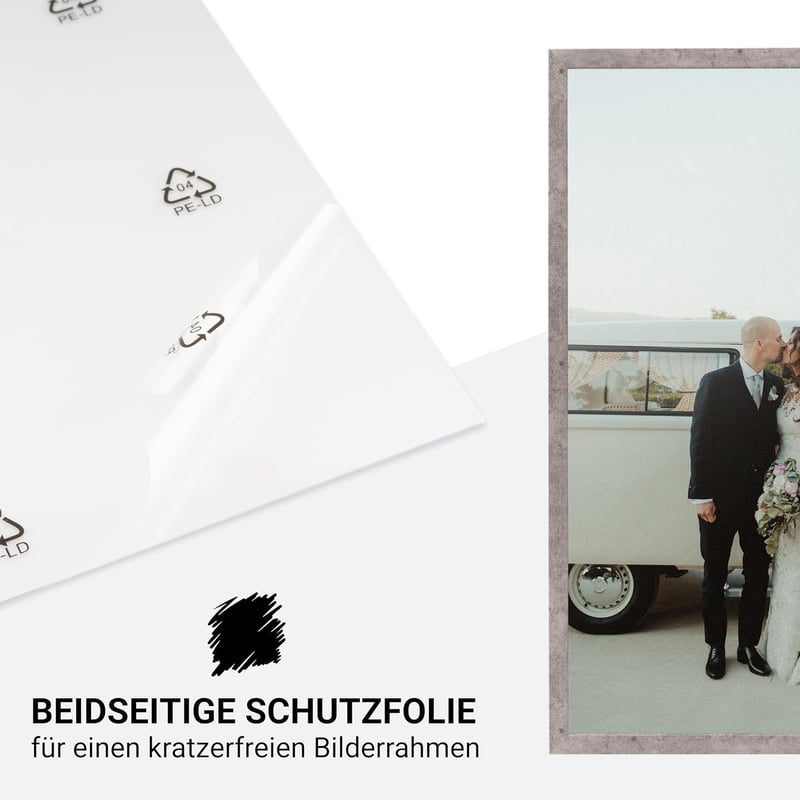 CABBEL Képkeret Szett - 2 db 50 x 70 cm-es Szürke (Beton) MDF Fa Keret Törhetetlen Akril Üveggel