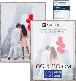 CABBEL Set okvira za slike - 2 komada 60 x 80 cm Tamni Hrast Drveni Okvir za Postere, Dokumente, Fotografije, Puzzle, s Akrilnim Staklom, Za Zid