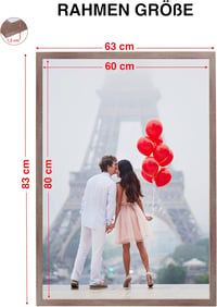 CABBEL Képkeret Szett - 2 db 60 x 80 cm-es Sötét Tölgy Fa Keret Poszterekhez, Dokumentumokhoz, Fotókhoz, Puzzle-höz, Akril Üveggel, Falra Ak 3