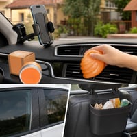 Auto paket za sjaj: gel za čišćenje + 2x naljepnice za B-stup + 2x kuka s košem + držač mobitela 1