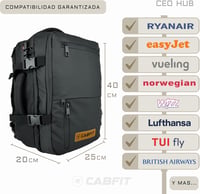 CabFit 40L Utazó Hátizsák Ryanair Vueling Kabin Méret Terjeszthető Fekete 7