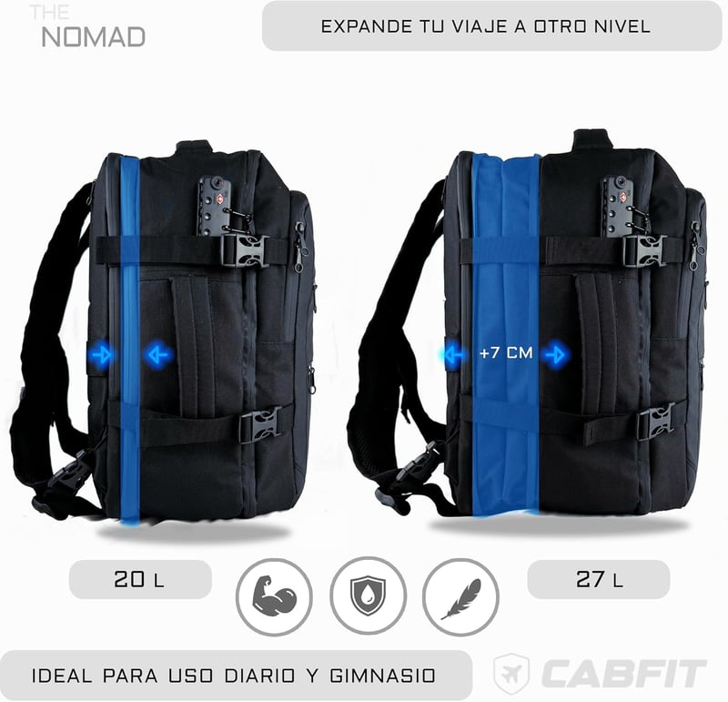 CabFit Nomad Utazási Hátizsák 40x20x25cm Ryanair Vueling Easyjet USB Port Vízálló