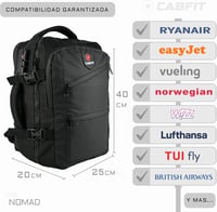 CabFit Nomad Utazási Hátizsák 40x20x25cm Ryanair Vueling Easyjet USB Port Vízálló 6