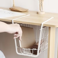 Cabilock Fehér fém csúszós drót kosár asztalra, fürdőszobába vagy konyhába rendszerező polccal és tartóval 1 db 5