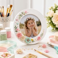 Ramă Foto Rotundă Cabilock 52 cm pentru Puzzle, Ramă de Perete din Lemn Rustic, Ramă Agățătoare pentru Decor Interior, Culoare Aleatorie 4