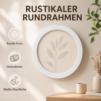 Ramă Foto Rotundă Cabilock 52 cm pentru Puzzle, Ramă de Perete din Lemn Rustic, Ramă Agățătoare pentru Decor Interior, Culoare Aleatorie 7