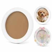 Ramă Foto Rotundă Cabilock 52 cm pentru Puzzle, Ramă de Perete din Lemn Rustic, Ramă Agățătoare pentru Decor Interior, Culoare Aleatorie 1