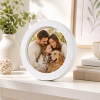 Ramă Foto Rotundă Cabilock 52 cm pentru Puzzle, Ramă de Perete din Lemn Rustic, Ramă Agățătoare pentru Decor Interior, Culoare Aleatorie 2