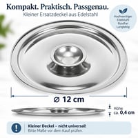 Cabilock Univerzálna pokrievka z nehrdzavejúcej ocele, priemer 12 cm, náhradná pokrievka na panvice a hrnce 2