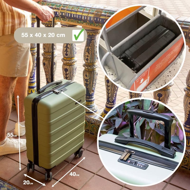 Cabin Max Anode Könnyű Kemény Héjú Bőrönd - 55x40x20 cm Kézipoggyász 4 Kerékkel és Kombinációs Zárral, Fapados Légitársaságokkal Kompatibili