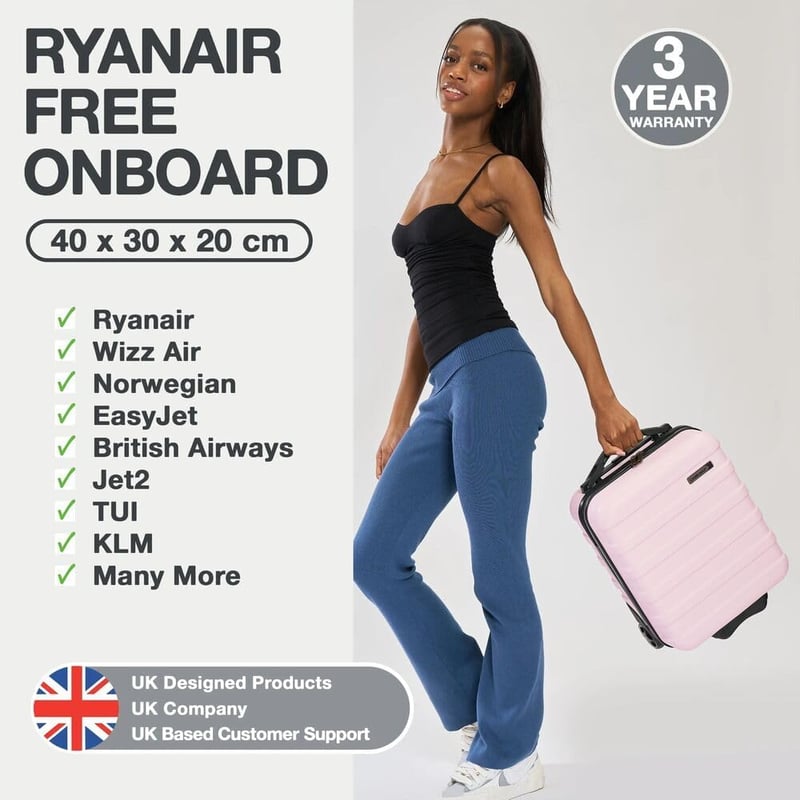 Cabin Max Anode merev héjú ülés alá gurulós kabinbőrönd kézipoggyász Wizz Air 40x30x20 cm 24 L rózsaszín