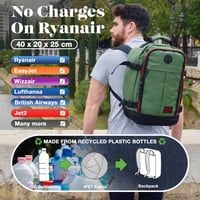 Cabin Max Metz Ryanair Kézipoggyász Hátizsák, 40x20x25 cm, Újrahasznosított RPET Anyagból, Repülőgép Fedélzeti Táska, Utazási Hátizsák 3