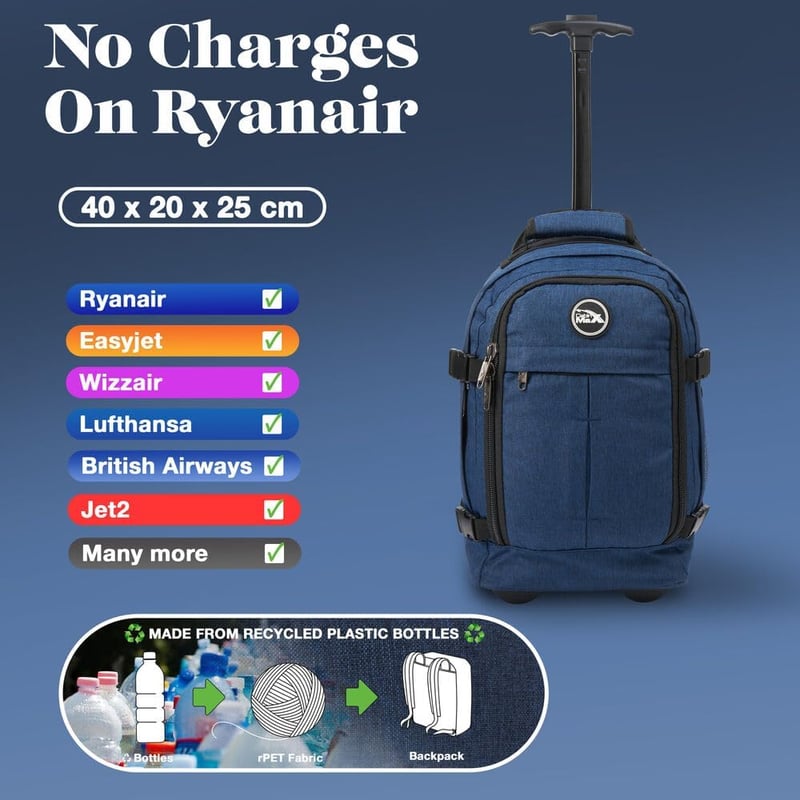 Cabin Max Ryanair Fedélzeti Hátizsák 40x20x25cm Utazáshoz Férfiaknak Nőknek