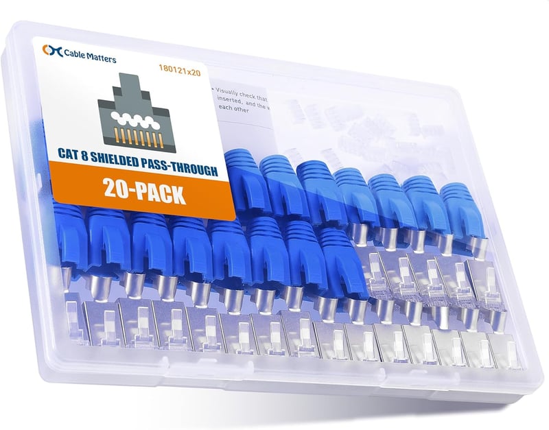 Cable Matters 20db Cat8 Cat7 Cat6A RJ45 Csatlakozó 23-24AWG Hálózati Kábel