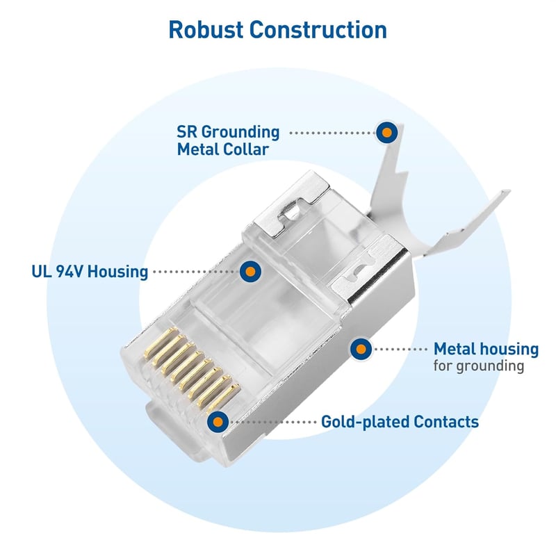 Cable Matters 20db Cat8 Cat7 Cat6A RJ45 Csatlakozó 23-24AWG Hálózati Kábel