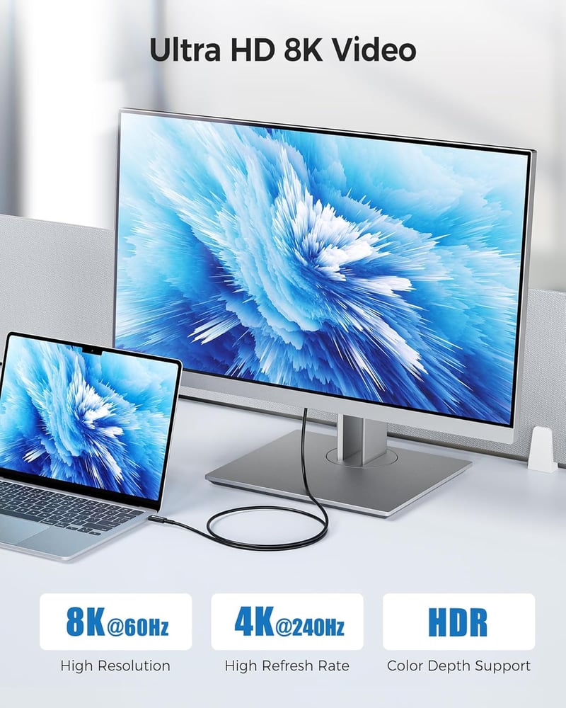 Cable Matters Thunderbolt 4 aktív kábel 2m, 40Gbps, 100W töltés, 8K videó
