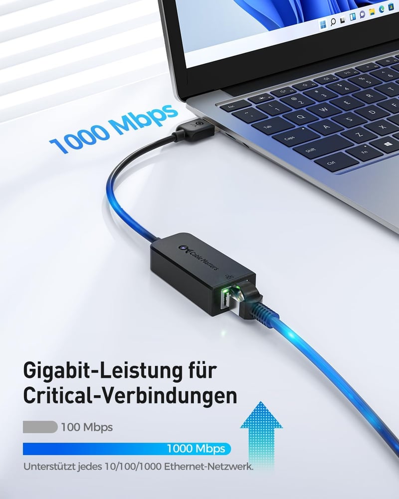 Cable Matters USB 3.0 - RJ45 Gigabit Ethernet Adapter 10/100/1000 Mbps Hálózati Konverter Fekete