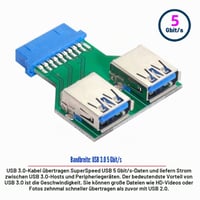 Cablecc Dual USB 3.0 Type A anya csatlakozó alaplapi 20/19 Pin Box Header Slot adapter PCBA kártya 7