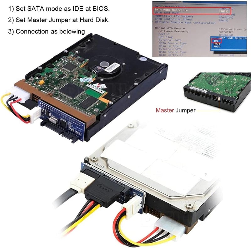 cablecc IDE/PATA 40 Pin SATA Adapter Konverter 3.5" Merevlemezhez