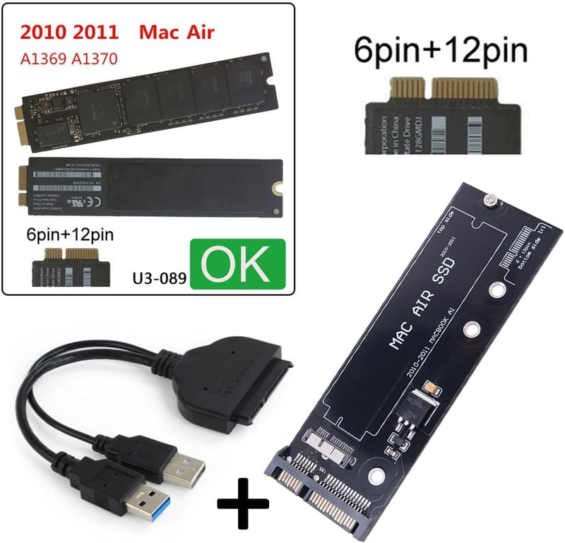 Cablecc USB 3.0 SATA adapter MacBook Air 2010-2011 A1369 A1370 merevlemez csatlakozó
