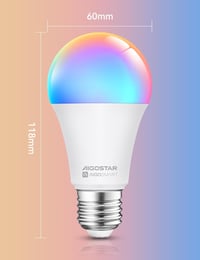 Aigostar Alexa-kompatibilis Bluetooth Mesh okosizzó, E27, RGB, 12W, 6 db + távirányító 7