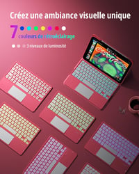 CACOE 360° forgatható iPad billentyűzet tok 11" 7 színű háttérvilágítás 3