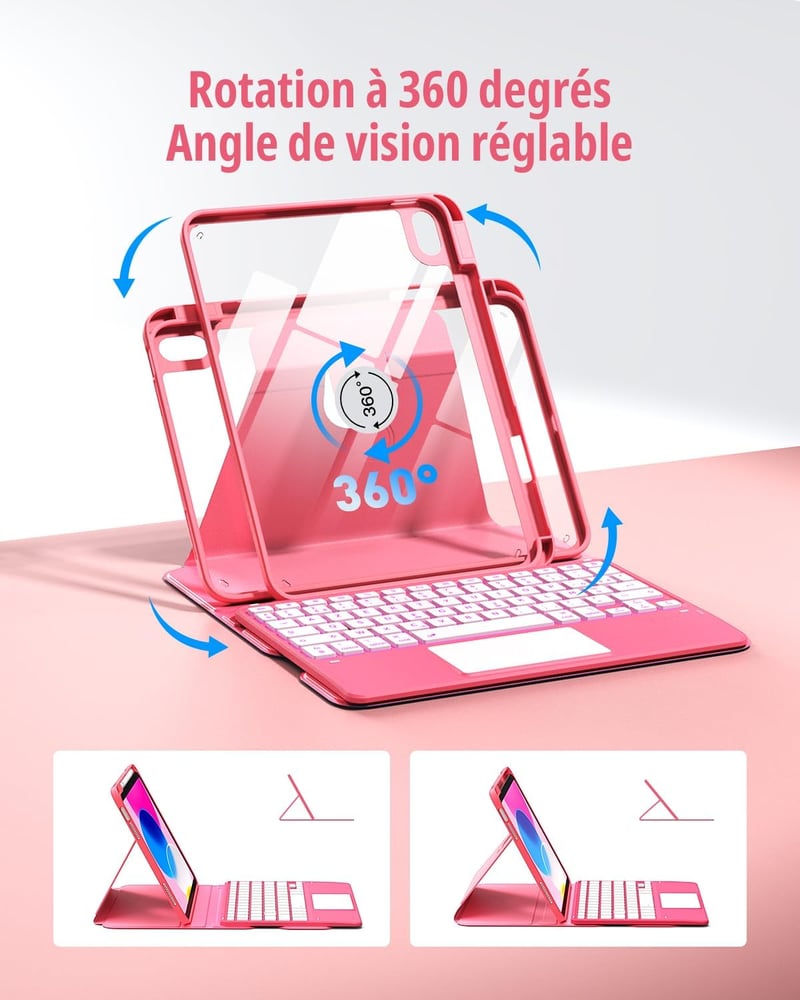 CACOE 360° forgatható iPad billentyűzet tok 11" 7 színű háttérvilágítás