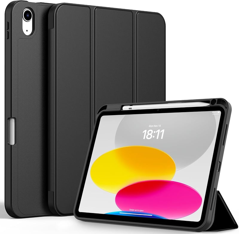 CACOE ultravékony átlátszó tok ceruzatartóval iPad 11. gen. 2025 / iPad 10. gen. 2022 - fekete