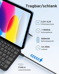 CACOE Bluetooth Billentyűzet Állvánnyal Tablethez, Hordozható Összecsukható 4