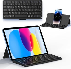 CACOE Bluetooth Billentyűzet Állvánnyal Tablethez, Hordozható Összecsukható