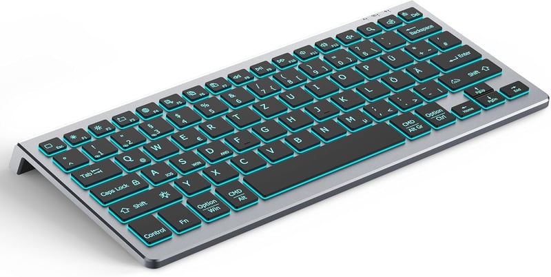 CACOE Bluetooth Billentyűzet iPad/Tablet/PC-hez, 7 Szín Háttérvilágítás, 3 Csatorna