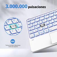 CACOE Bluetooth Billentyűzet Touchpad-dal, Spanyol Kiosztás, 7 Szín LED, Vezeték Nélküli 5