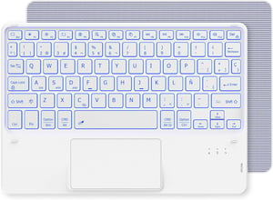 CACOE Bluetooth tipkovnica s touchpadom, španjolski raspored tipki, pozadinsko osvjetljenje u 7 boja - bijela