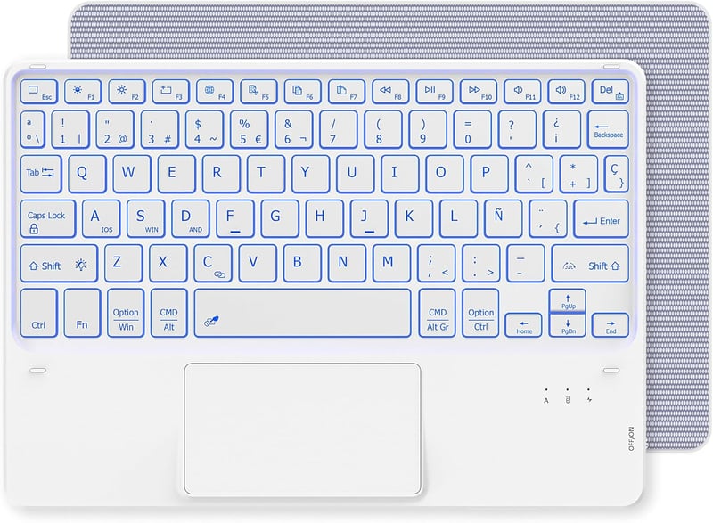 CACOE Bluetooth Billentyűzet Touchpad-dal, Spanyol Kiosztás, 7 Szín LED, Vezeték Nélküli