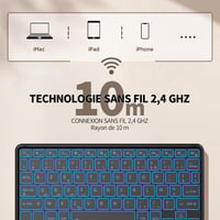 CACOE Bluetooth Billentyűzet Touchpad-dal, Vezeték Nélküli, 7 Szín Háttérvilágítás, Francia Billentyűzet, iOS Android Windows Tablet 5