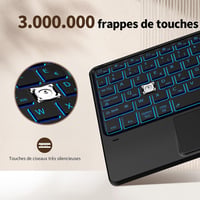 CACOE Bluetooth Billentyűzet Touchpad-dal, Vezeték Nélküli, 7 Szín Háttérvilágítás, Francia Billentyűzet, iOS Android Windows Tablet 7