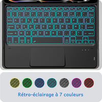 CACOE Bluetooth Billentyűzet Touchpad-dal, Vezeték Nélküli, 7 Szín Háttérvilágítás, Francia Billentyűzet, iOS Android Windows Tablet 2